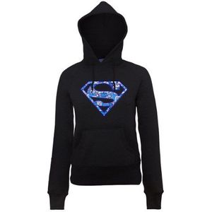 dc comics Official Superman Wild Logo Dames Sweatshirt met capuchon, Zwart