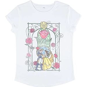 Disney Beauty & The Beast - Beauty Dance Dames Organic Roll Sleeve T-Shirt, Wit