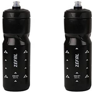 ZEFAL Sense Soft 80 Set van twee fiets- en mountainbike-jerrycans, zachte en geurloze sportfles, BPA-vrij, siliconen fopspeen zwart, 2 x 800 ml