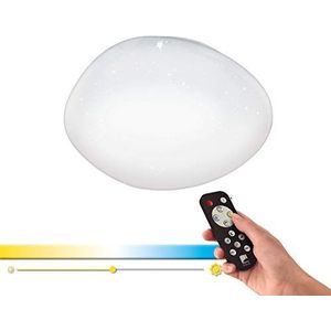 EGLO Access Sileras-A Led-plafondlamp, 1-vlammige wandlamp met kristaleffect van staal en kunststof, wit, met afstandsbediening, kleurtemperatuurverandering (warm, neutraal, koud), dimbaar, Ø 45 cm