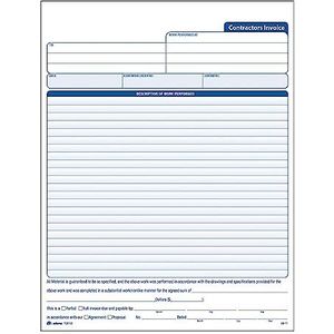 Adams Contractor's Invoice Book 8,38 x 11,44 po, 3 parties, Carbonless, 50 ensembles, blanc, Canary, rose (TC8122)