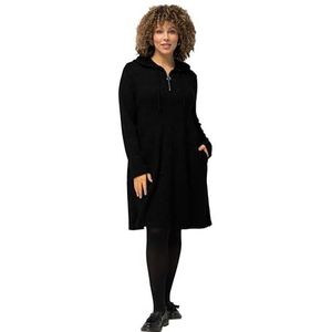Ulla Popken Robe A-line à capuche gaufrée pour femme, Noir, 44-46