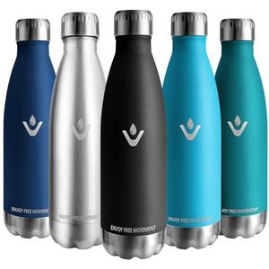 Vikaster Roestvrijstalen drinkfles, 500 ml, BPA-vrij, lekvrij, voor school, sport, fietsen, kamperen, fitness, outdoor