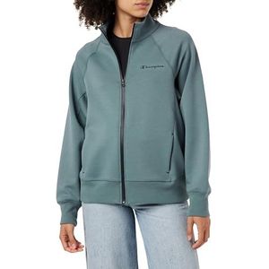 Champion Legacy American Tech W Stretch Polycoton Interlock High Neck Full Zip Sweat Femme, Gris Étain, XL