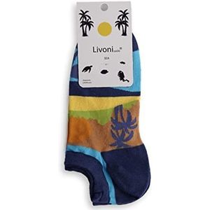 Livoni Unisex sportsokken van katoen met kleurrijke en grappige patronen, maat 39-42, modelnaam: Sea Sight-Low Socks, meerkleurig, medium, Meerkleurig