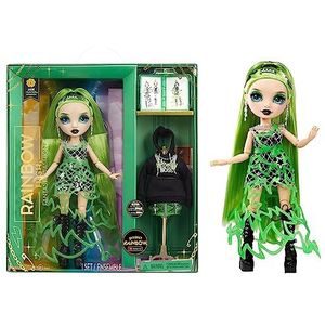 Rainbow High Fantastic Fashion modepop – Jade Hunter – groene modepop 28 cm met 2 outfits, modieuze accessoires en speelset – ideaal voor kinderen van 4 tot 12 jaar