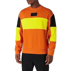 Armani Exchange French Terry Colorblock katoenen sweatshirt voor heren, Oranje/Geel