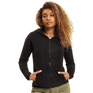 Urban Classics Dames fleece hoodie met ritssluiting sweatshirt met capuchon (1 stuk), zwart.