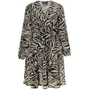 caneva Damesjurk met zebraprint, beige/zwart.