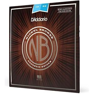 D'Addario Evenwichtige spanning nikkel akoestische gitaarsnaren, brons, licht, 12-52