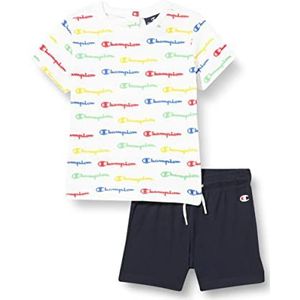 Champion Legacy American Classics - All-over S/S T-shirt & Shorts kostuum baby jongen, (Bianco/Blu Marino)