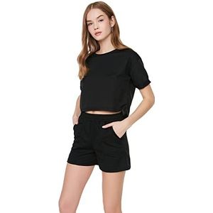 Trendyol Bermuda en shorts gebreid, smal, casual, voor dames, zwart.