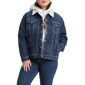 Levi's Plus Size Ex-Boyfriend Sherpa Trucker Jacket, Dames, Rood en Tumble, 26 Regular (Fabrikant maat: 2X), Ruwe En Tumble