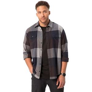 STHUGE Chemise en flanelle à carreaux, manches longues, coupe moderne, col Kent, jusqu'à 8 XL 820762, noir/marron, 4XL