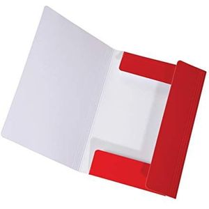 Falken LongLife Opbergmap van extra sterk karton met 3 kleppen en elastiek voor DIN A4, rood, ideaal voor kantoor en school