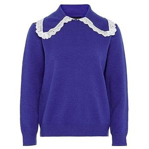 Naemi Elegante gebreide damestrui met poppenhals acryl blauw maat XL/XXL, blauw, XL, Blauw