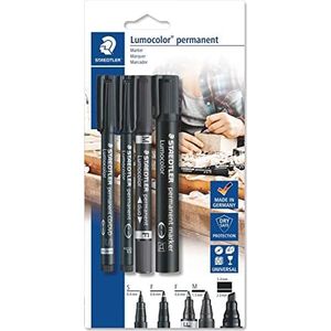 Staedtler Lumocolor - Blister 4 permanente markers, zwart, 310 Cds-9/318-9/348-9/350-9