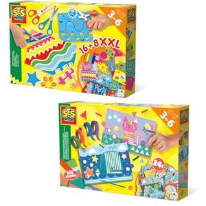 SES Creative 10124 10124-Mega Set voor kinderen, 418 delen, ik leer lijmen en scharen gebruiken, knutselbox vanaf 3 jaar