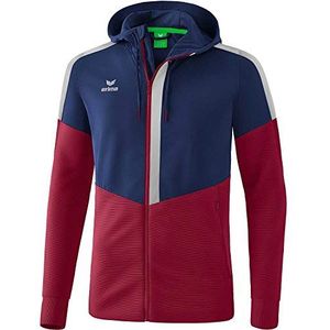 Erima Squad trainingsjack met capuchon voor heren, Navy/Bordeaux/Zilver Grijs