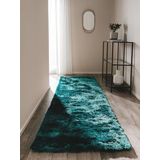 benuta Shaggy hoogpolig Whisper Loper turquoise 80x300 cm | Langpolig tapijt voor slaap- en woonkamer tapijt, kunstvezel, turquoise