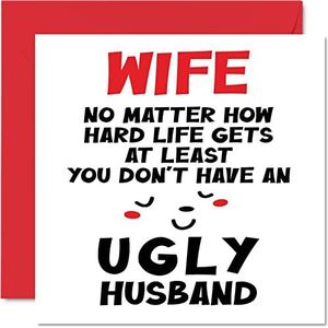 Grappige Valentijnsdagkaarten voor vrouwen, gewoon ongewone echtgenoot, verjaardagskaart voor echtgenoot, cadeau voor vrouwen, 145 mm x 145 mm