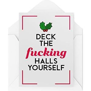 CBH15 grappige kerstkaart – Deck The Halls Yourself – kerstkaarten – grappige wenskaart voor het werk van de geheime kerstman