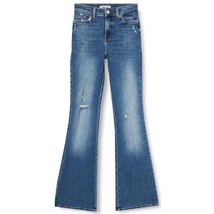 ONLY Onlblush Hw Flared Destroy Dnm Ext Jeans voor dames, Denim Medium Blauw