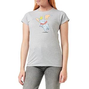Disney Dumbo Happy T-shirt voor dames, grijs gemêleerd