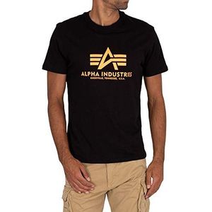 Alpha Industries Basic 100501 - T-shirt, normale taillehoogte, korte mouwen, heren, zwart/neonoranje