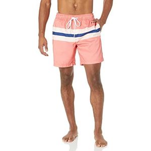 Amazon Essentials Sneldrogende zwemshorts voor heren, 17,8 cm, roze koraalblauw, maat L