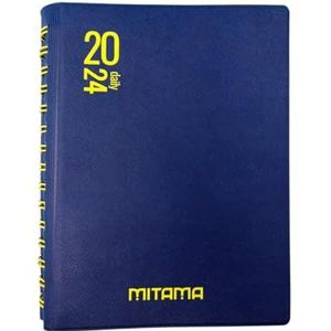 MITAMA Blauwe neongele agenda - dagplanner - 12 maanden 2024 - 366 pagina's + 66 extra inhoud - zachte omslag, spiraal - 15 x 21 cm