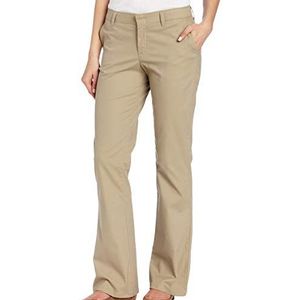 Dickies Pantalon en sergé extensible à l'avant plat pour femme Coupe ajustée Bootcut Kaki, sable, 36