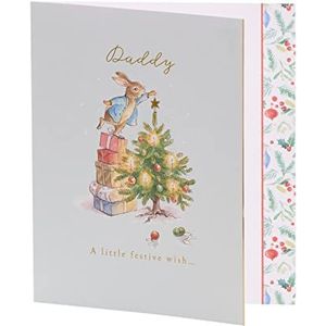 Peter Rabbit Daddy kerstkaart met envelop - schattig motief met boomdecoratie