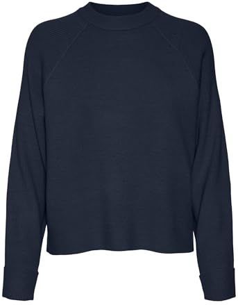 VERO MODA Vmgold Mix Ls gebreide trui met ronde hals voor dames, marineblauw blazer
