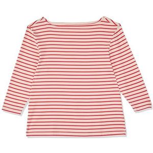 Amazon Essentials Effen T-shirt met 3/4 mouwen voor dames, slim fit, boothals, koraaloranje, gestreept, maat XL