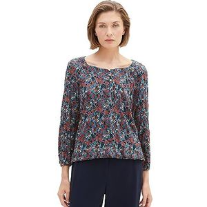 TOM TAILOR 1038061 T-shirt dames, 32370 - Marineblauw - Kleine bloemenverf