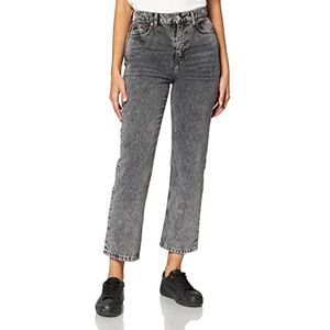 IPEKYOL Jeansbroek met hoge taille voor dames, enkellange broek, grijs.