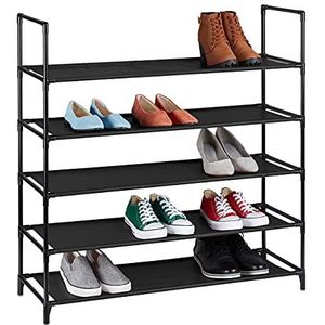 Relaxdays XL Schoenenrek, insteeksysteem, 5 niveaus, voor 20 paar schoenen, 90,5 x 87,5 x 30 cm, (h x b x d), zwart