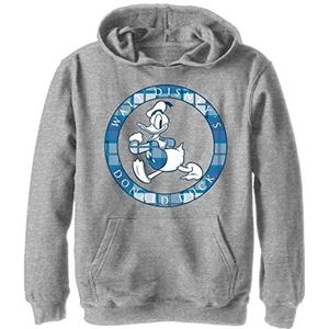 Disney Donald Duck Plaid Portrait Circle Logo Boys Hoodie, grijs gemêleerd Athletic S, Athletic grijs gemêleerd