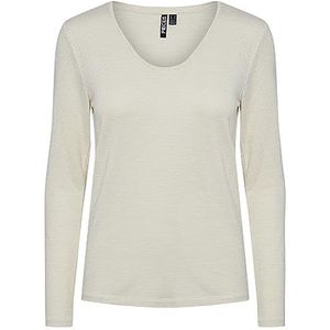 PIECES Pcbillo Ls V-hals Lurex Stripes Noos T-shirt met lange mouwen voor dames, Glanzend wit/strepen: lurex goud