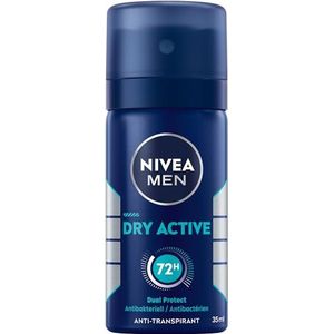 NIVEA MEN Dry Active Deodorant in reisformaat, met 72 uur anti-transpirant bescherming voor een droog huidgevoel, antibacteriële deodorant zonder ethylalcohol (35 ml)