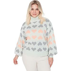 Trendyol Heart Coltrui voor dames, regular plus size, sweatshirt, 1 stuk, Munt