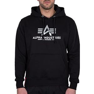 ALPHA INDUSTRIES Basic hoodie voor heren, zwart/zilver metallic