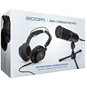 Zoom ZDM-1 Set microfoons voor podcasts, dynamische microfoon, hoofdtelefoon, statief, windscherm, XLR-kabel, voor podcastopname