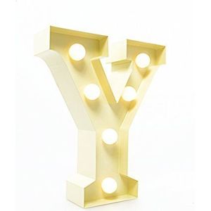 Lichtgevende alfabetletters ""Y"" voor paviljoen – led-letters – vintage bord – metaal – 22,9 cm – vanille