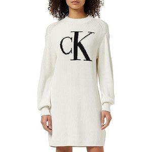 Calvin Klein Jeans Ck Intarsia Losse trui-jurk voor dames, Wit