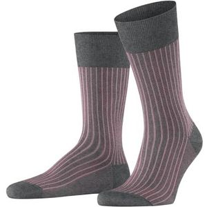 FALKE Oxford Stripe M So paar katoenen sokken met patroon herensokken (1 stuk), Grijs (Steel Melange 3165)