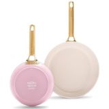 GreenPan Padova Blush Pink 2-delige pannenset 20cm + 26cm - Luxe en duurzame pannenset met keramisch antiaanbak oppervlak