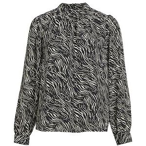 Object Vrouwelijke blouse met hoge hals, Zwart/BOB: Zandzebra