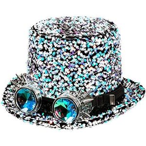 Boland 54565 - Desert Dream hoed met zilveren cilinder glitter bril voor feestjes carnaval